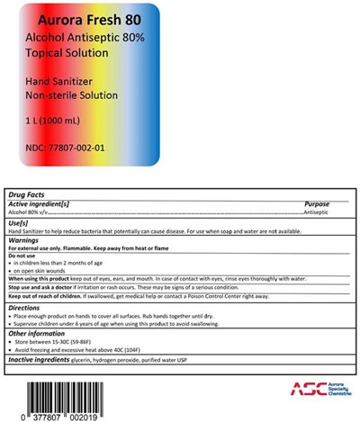 Image Description (Aurora Fresh 80 Ethyl Sanitizer Label 0)